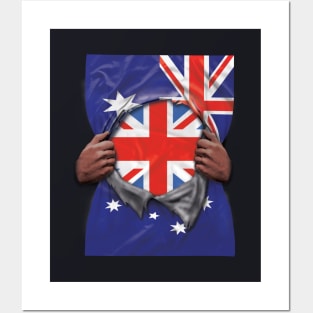 Australian Flag Australian Flag Ripped - Gift for British From Australian Posters and Art